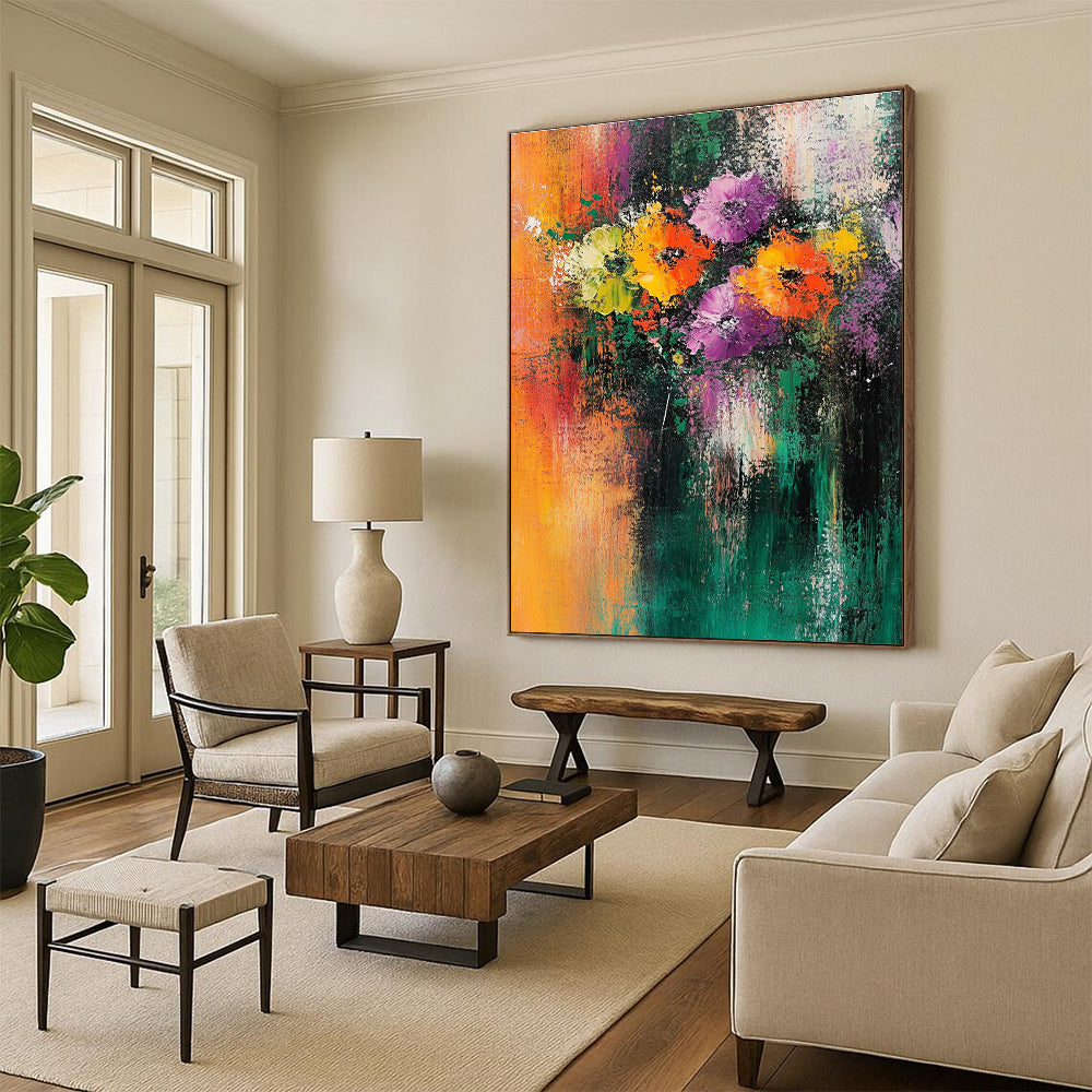 Vibrant Floral Abstract for Cheerful Kitchen & Art - Loving Garden Room STSC307