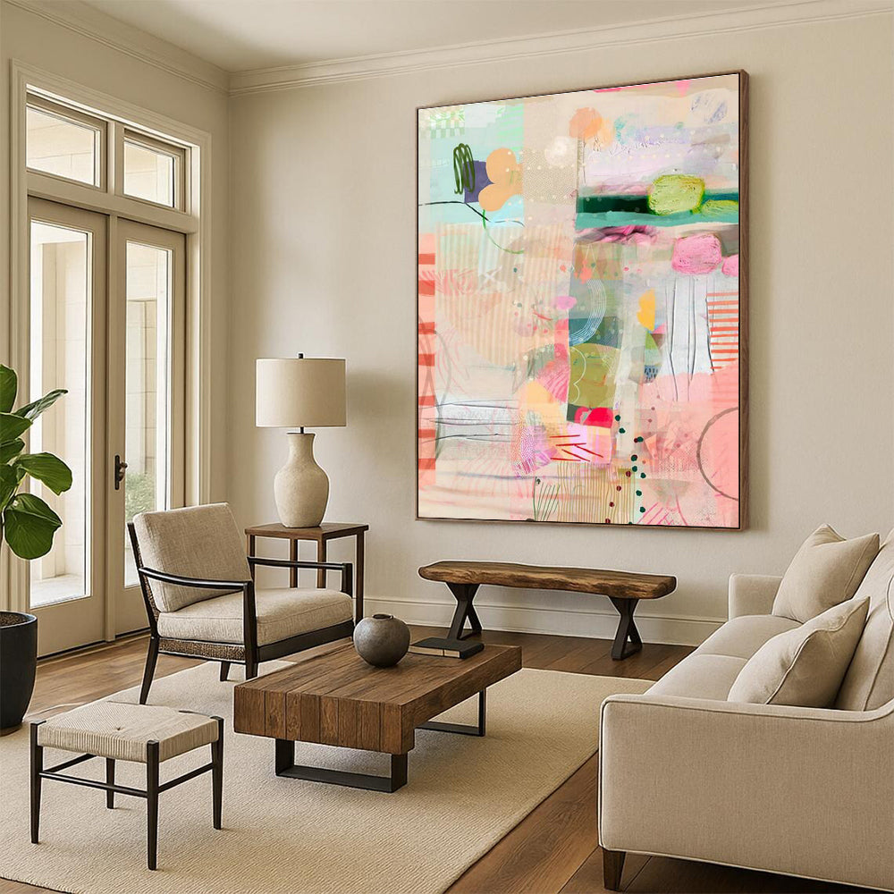 Fresh Collage Abstract Art for Modern Daycare Activity Rooms DLZ0088