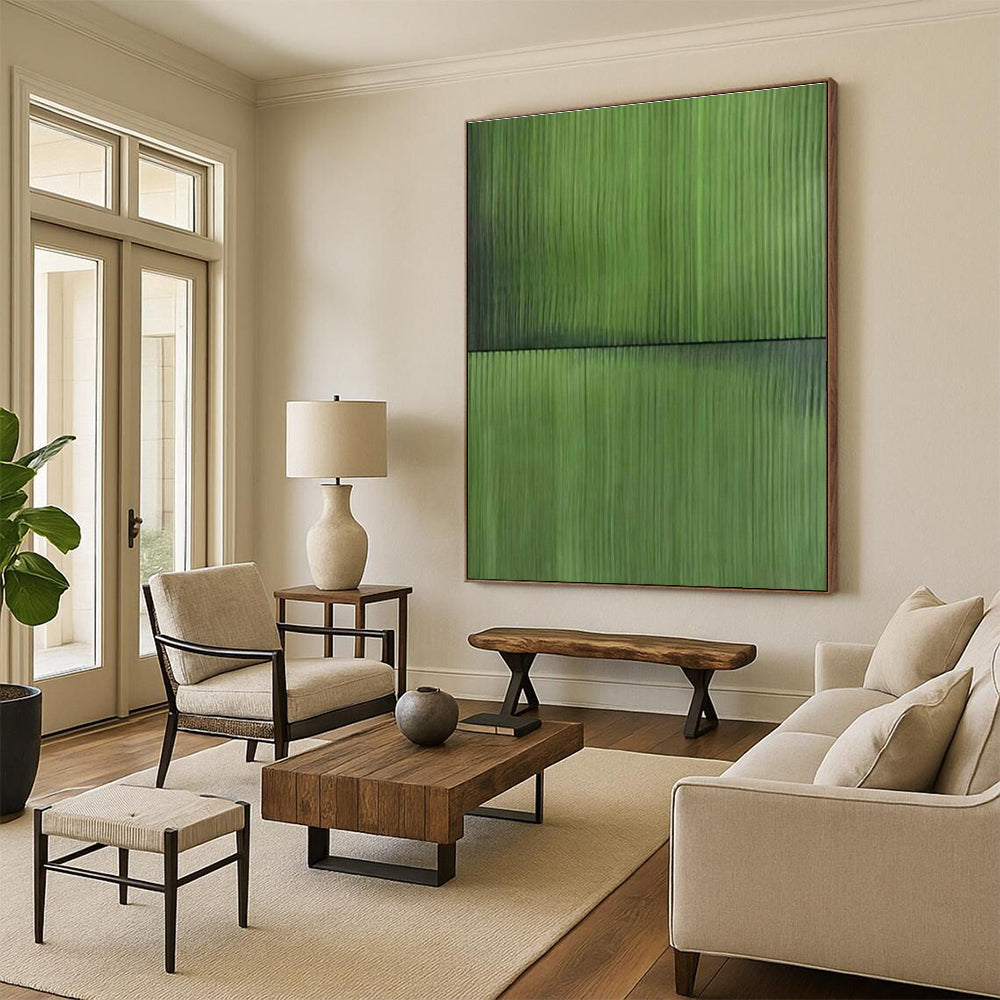 Green Vertical Lines Art for Eco - Friendly Home Study Spaces & Plant - Filled Work-from-Home Nooks DLZ0298