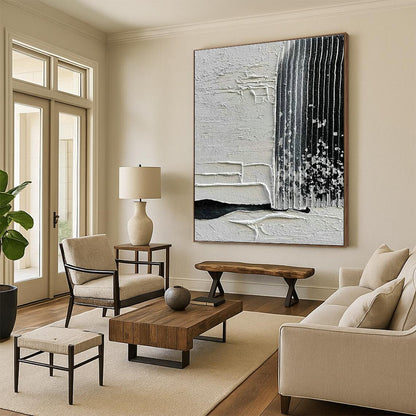 Grey - White Textured Abstract Art for Office & Living Room DLZ0436