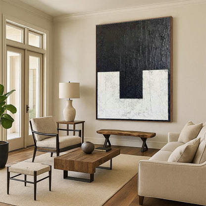 Black and White Geometric Abstract Art for Contemporary Office & Minimalist Showroom DLZ1979