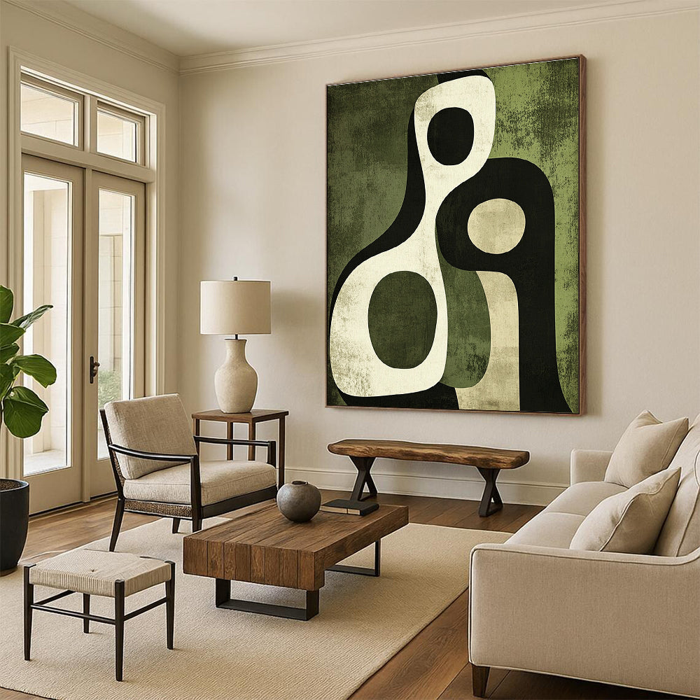Green - Toned Abstract Figures for Eco - Friendly Home & Botanical Art Space STSC476