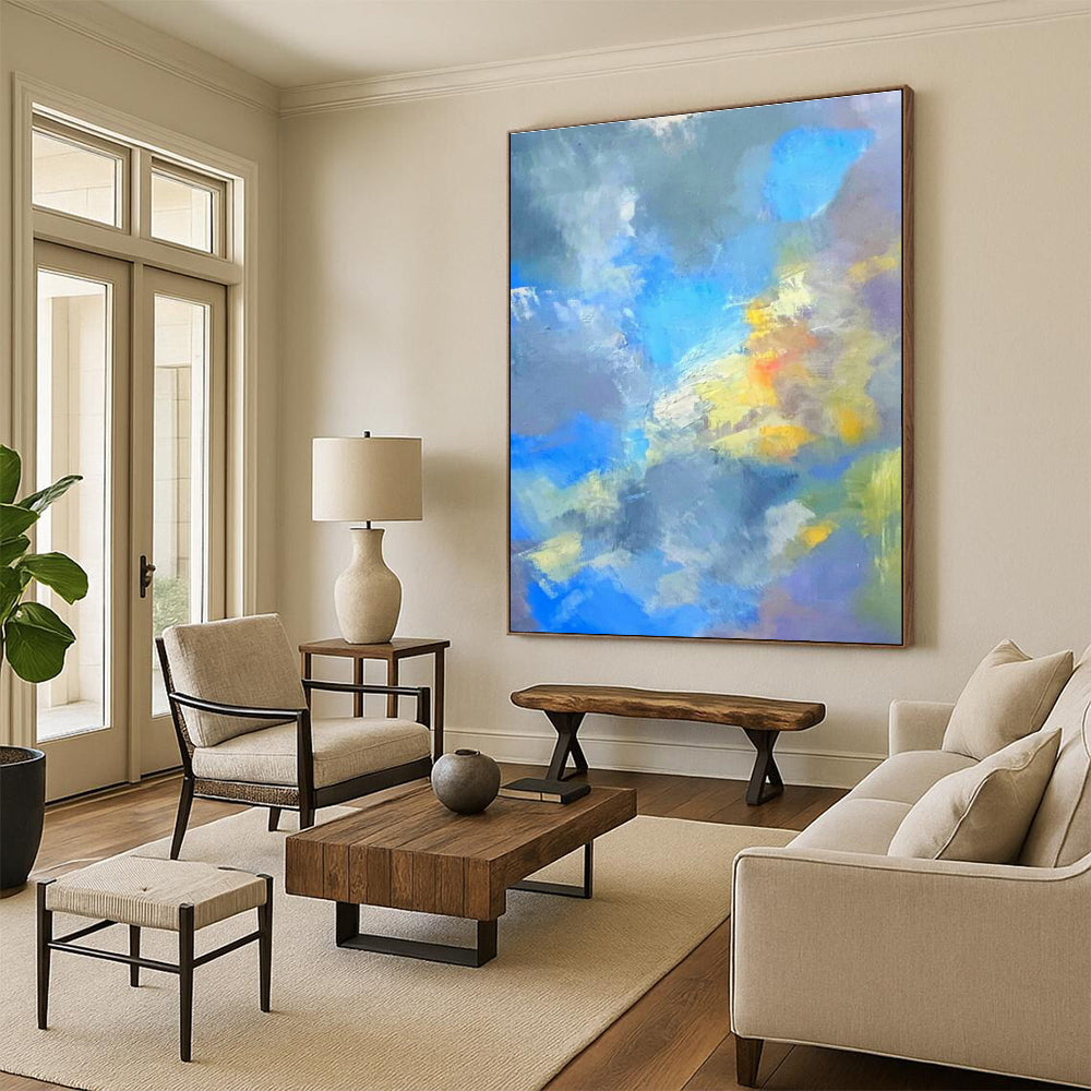 Blue - Yellow Abstract Art for Living Room & Cottage DLZ0336