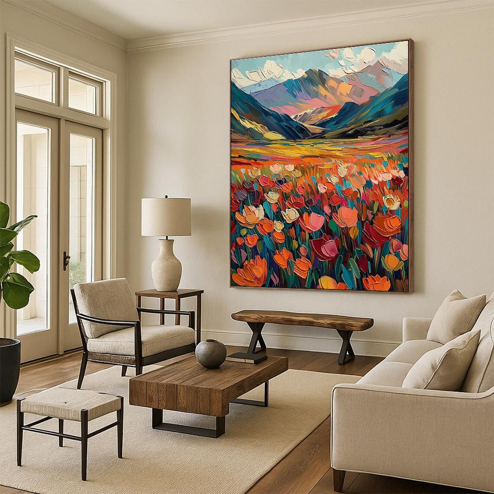 Colorful Mountain Field Art for Ski Lodge & Adventure Café DLZ2297