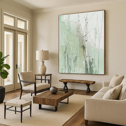 Green Birch Forest Abstract for Nature - Inspired Bedroom & Eco - Friendly Office STSC300