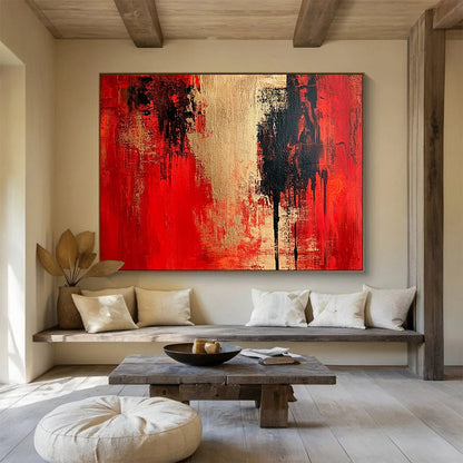 Red and Gold Abstract Art for Luxury Hotel Lobby & Opulent Home Office SC272