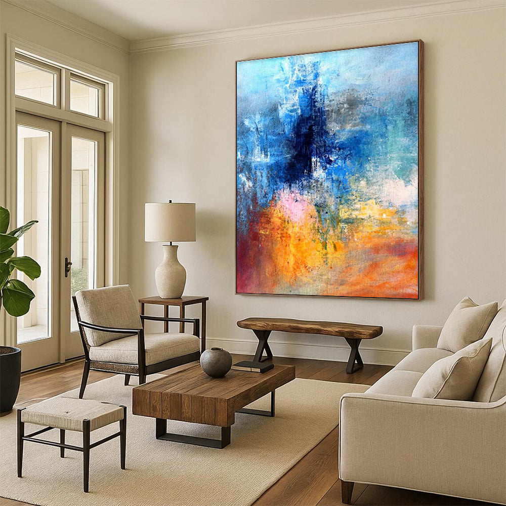 Blue - Toned Abstract Art for Modern Home Office Focus Zones DLZ0003