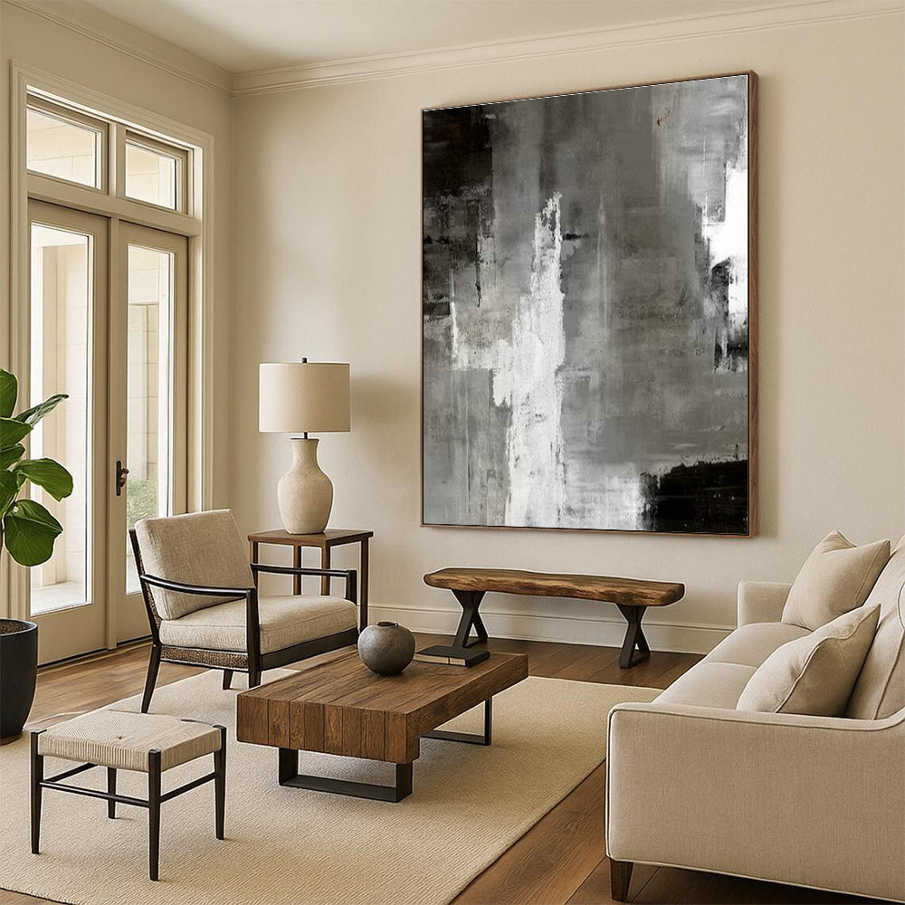 Gray - White Urban Abstract Art for City Apartment Living Room & Architectural Office DLZ2028