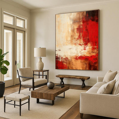 Red - Brown Artistic Abstract Art for Rustic - style Restaurant & Luxury Residence Hall DLZ0785