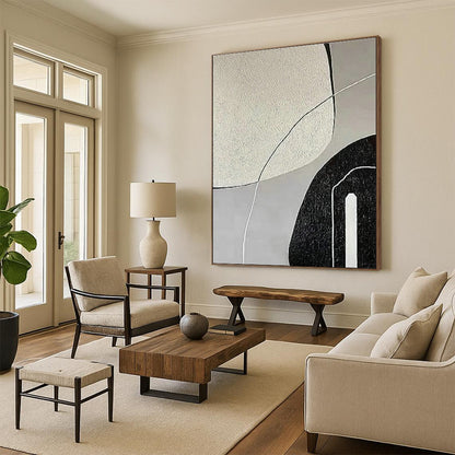 Gray - White Geometric Abstract Art for Scandinavian Home & Contemporary Office DLZ1146