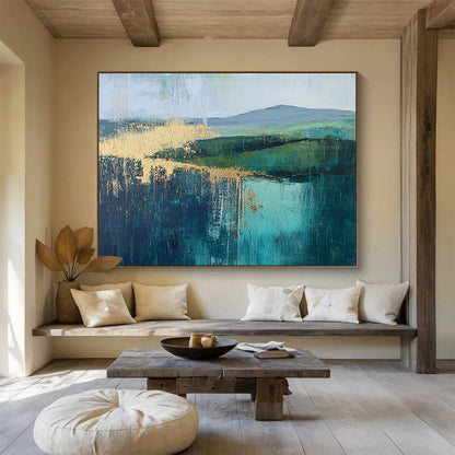 Green and Gold Landscape Art for Botanical - Themed Home & Luxury Spa SC315