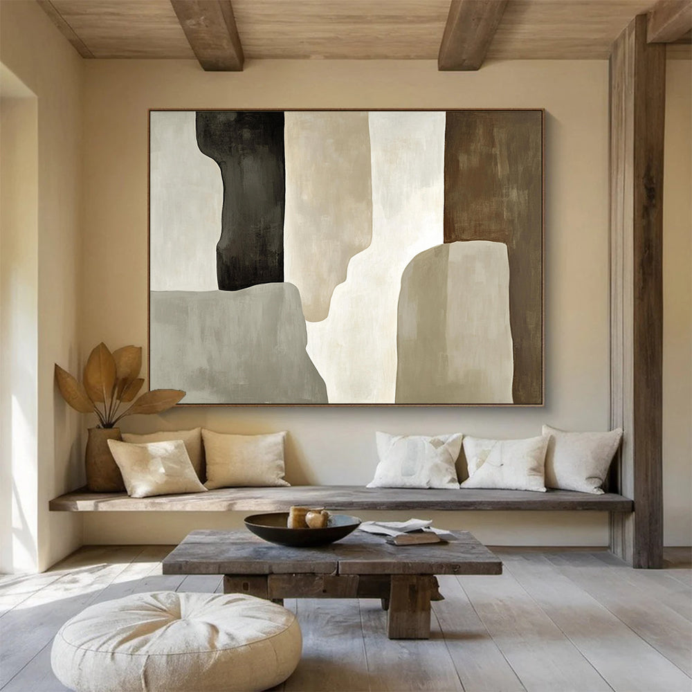 Earth - Toned Abstract Shapes Art for Minimalist Living Room & Modern Office SC280