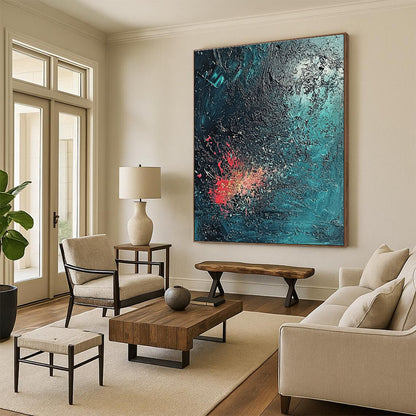 Dark Abstract with Red Splashes Art for Lounge & Art Gallery STSC734