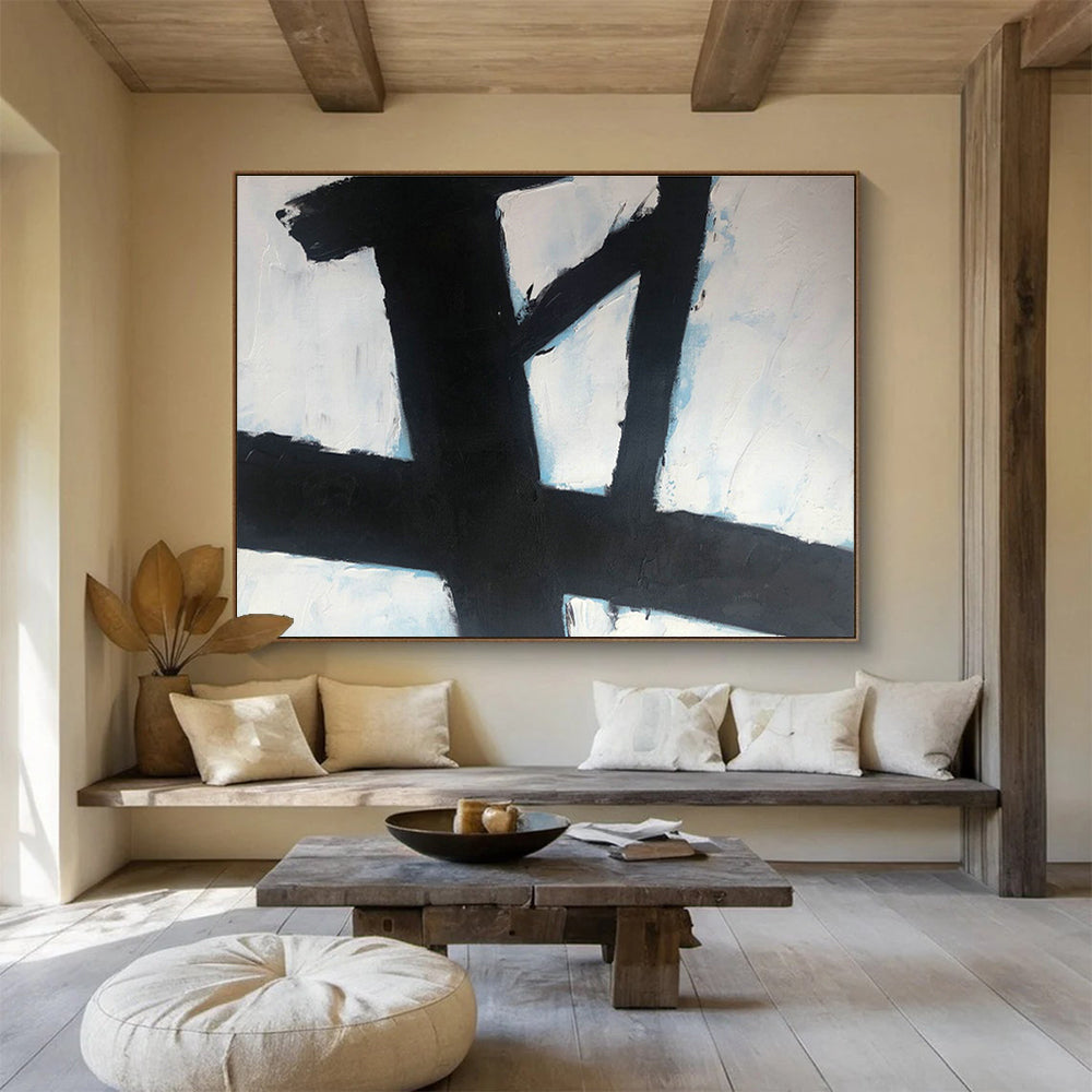 Black - White Cross Abstract Art for Contemporary Monastery Studies DLZ2565