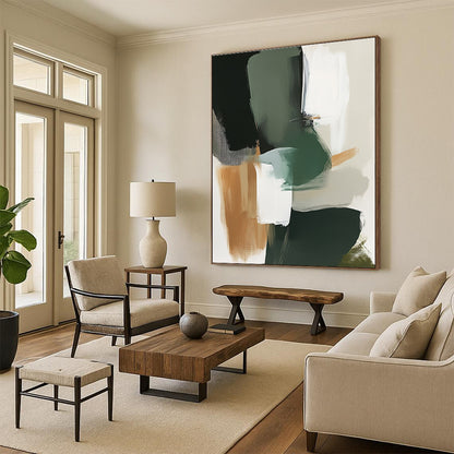Green and Brown Abstract Shapes for Rustic Home Office & Nature - Inspired Café STSC760