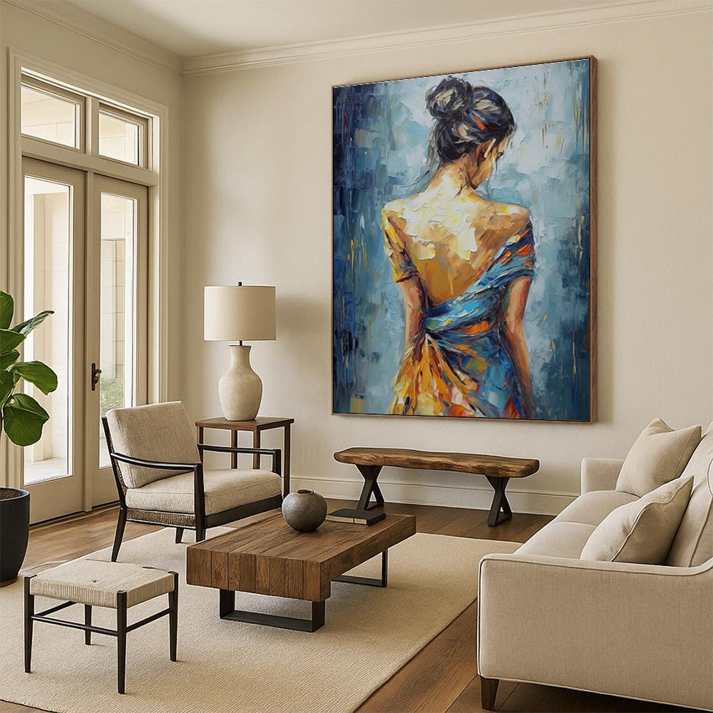 Woman’s Back View Oil Painting for Bohemian Bedroom & Artistic Fashion Studio DLZ1551