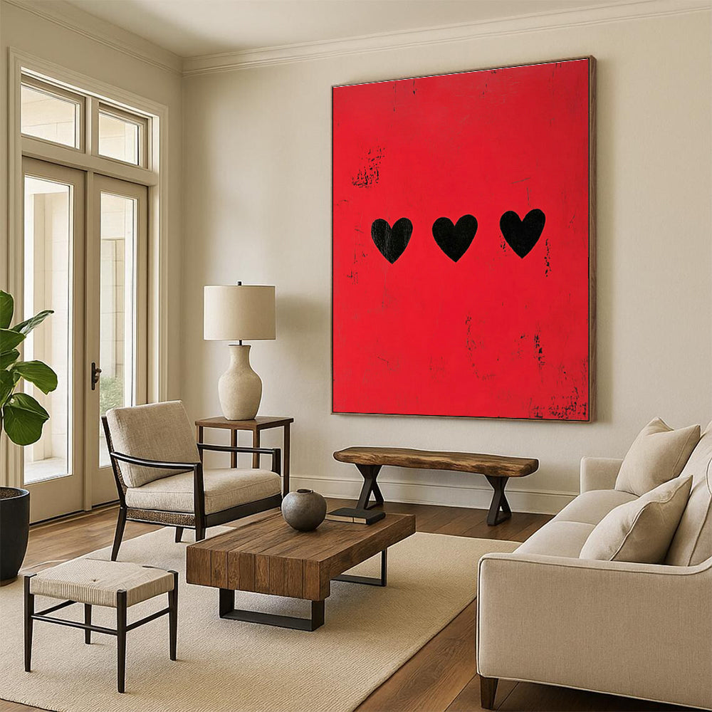 Red Heart Pattern Art for Bedroom & Living Room DLZ0428