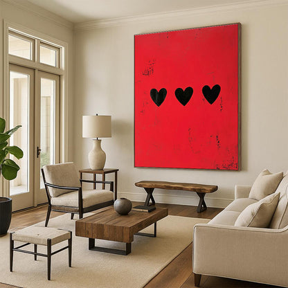 Red Heart Pattern Art for Bedroom & Living Room DLZ0428