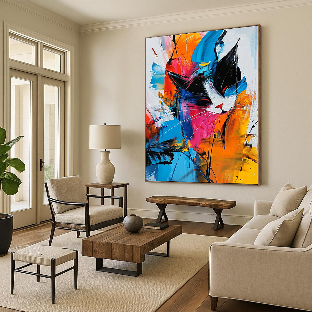 Colorful Abstract Cat for Playful Kids’ Room & Art - Centric Lounge STSC306