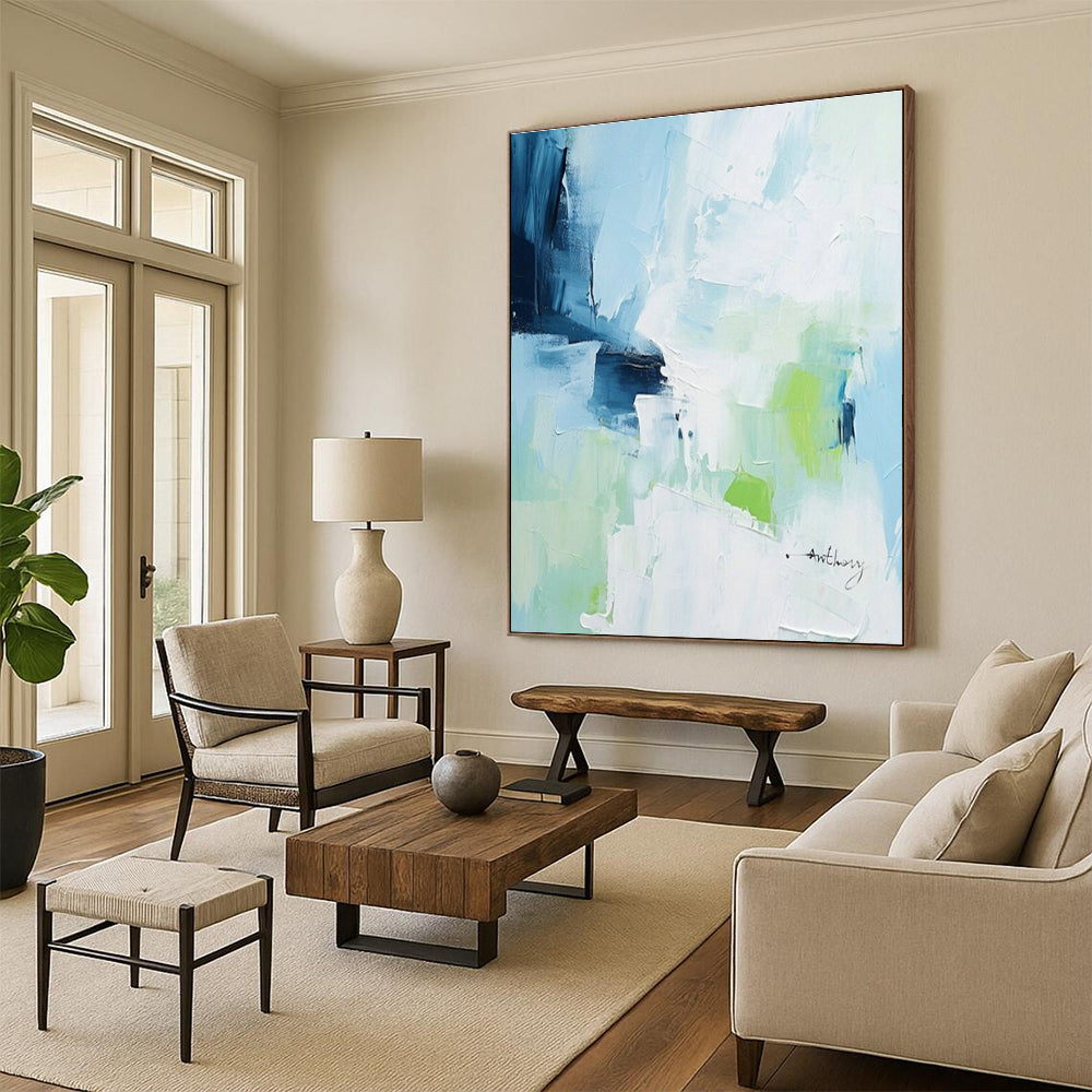 Blue - Green Abstract Art for Wellness Spa & Eco - Friendly Home DLZ1649