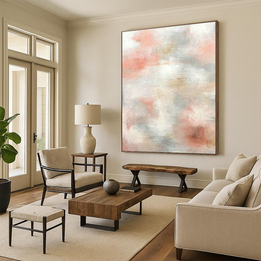 Pink - Gray Abstract Art for Feminine - Themed Beauty Salon Waiting Areas DLZ0004