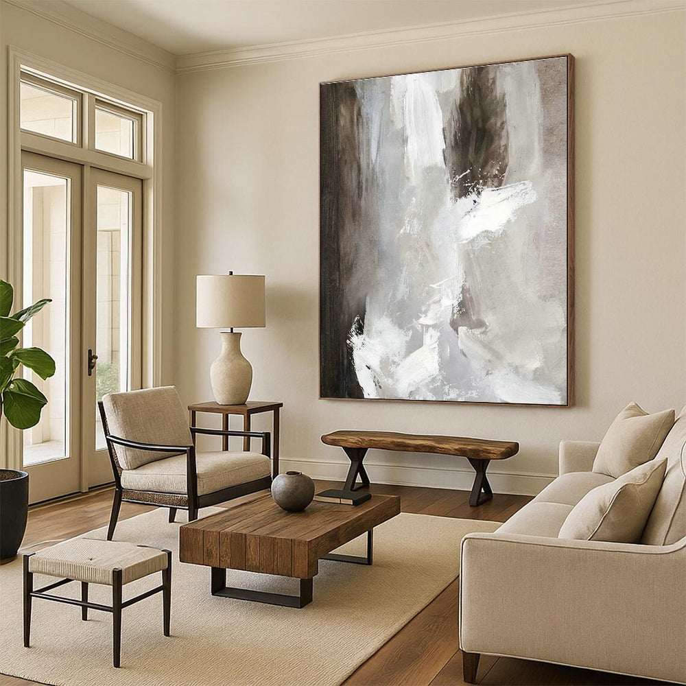 Gray - White Abstract Art for Minimalist Living Room & Spa Relaxation Area DLZ2022