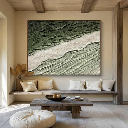 Green - Mud Textured Art: Bring Nature’s Rough Charm to Your Study DLZ2385