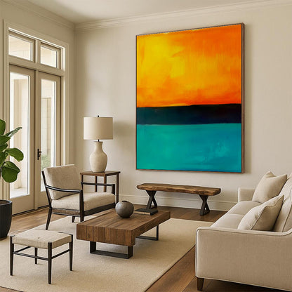 Orange - Teal Gradient Art for Coastal Restaurant & Art - Themed Home DLZ2098