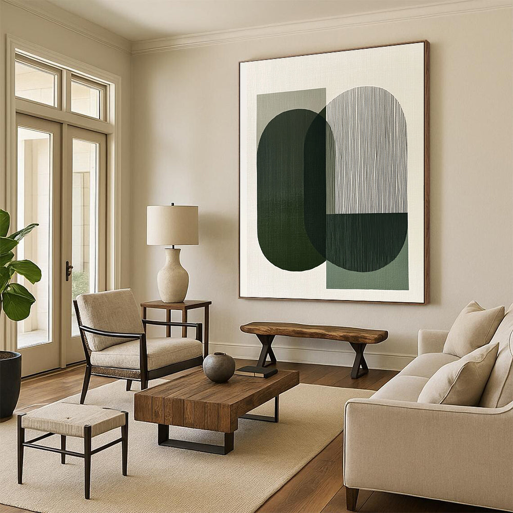 Green and Grey Geometric Shapes for Contemporary Office & Minimalist Living Room STSC1178