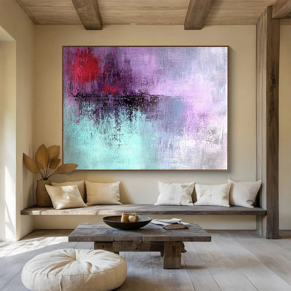 Purple - Red - Teal Abstract Art for Bohemian Living Room & Creative Studio SC221