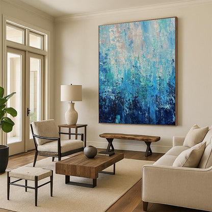 Blue - Green Abstract Art for Coastal Home Living Room Accent Walls DLZ0045