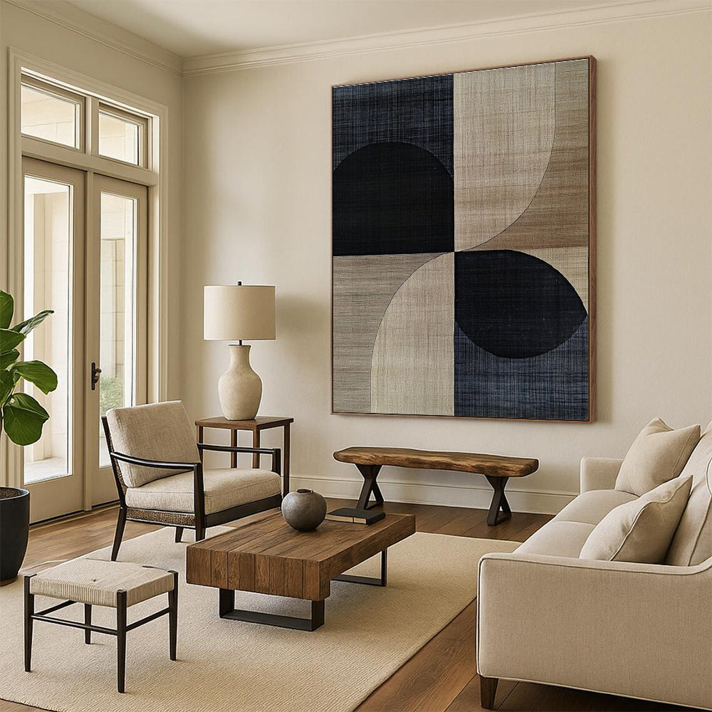 Black and Beige Geometric Forms Art for Contemporary Office & Scandinavian - Style Home STSC1318