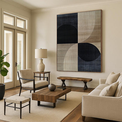 Black and Beige Geometric Forms Art for Contemporary Office & Scandinavian - Style Home STSC1318