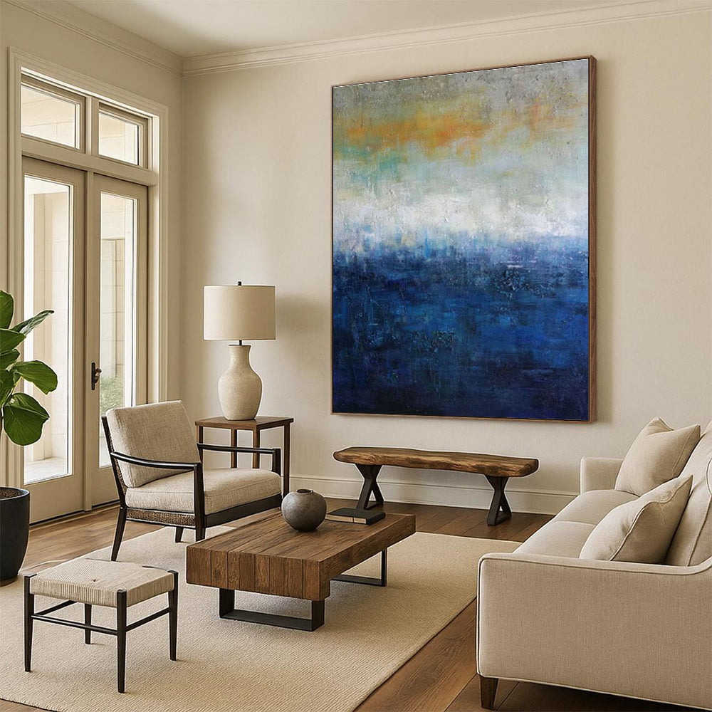 Gradient Sea Abstract Art for Seaside Hotel Lobby & Contemporary Beach Gallery DLZ2259