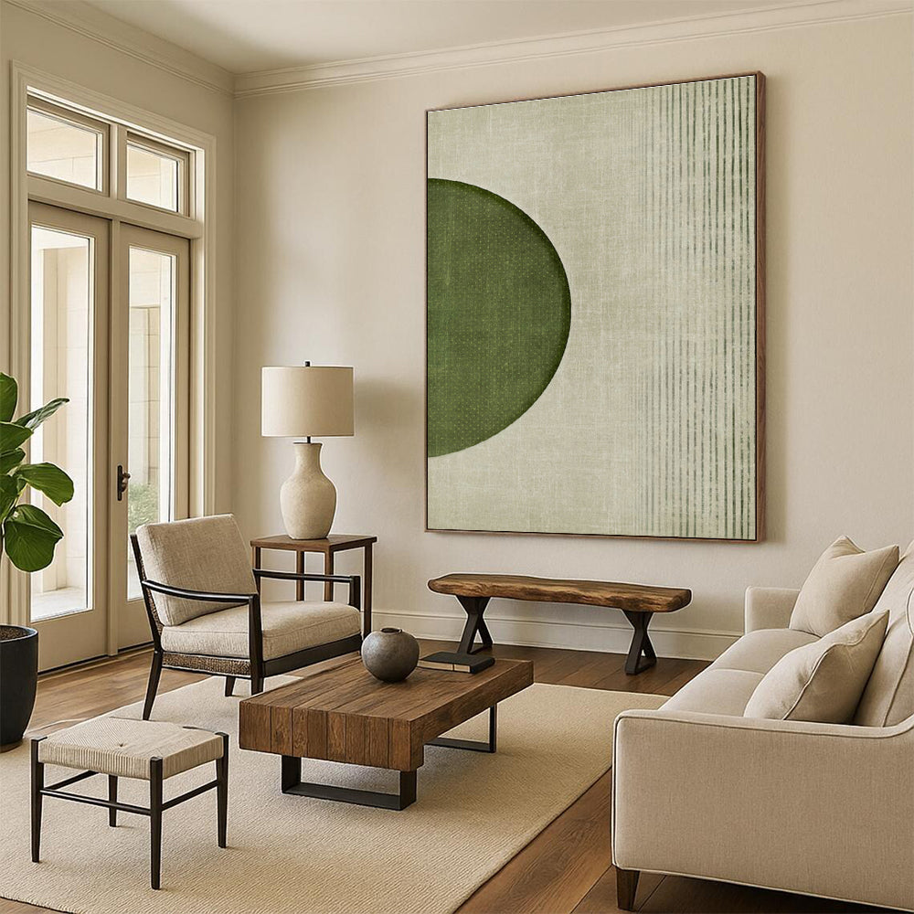 Reverse Green Circle Art for Contemporary Bedroom & Design - Focused Office DLZ1368