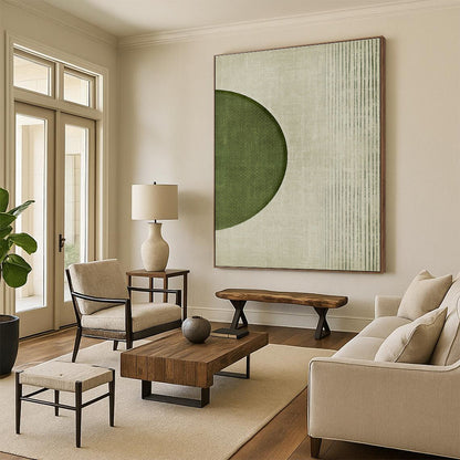 Reverse Green Circle Art for Contemporary Bedroom & Design - Focused Office DLZ1368