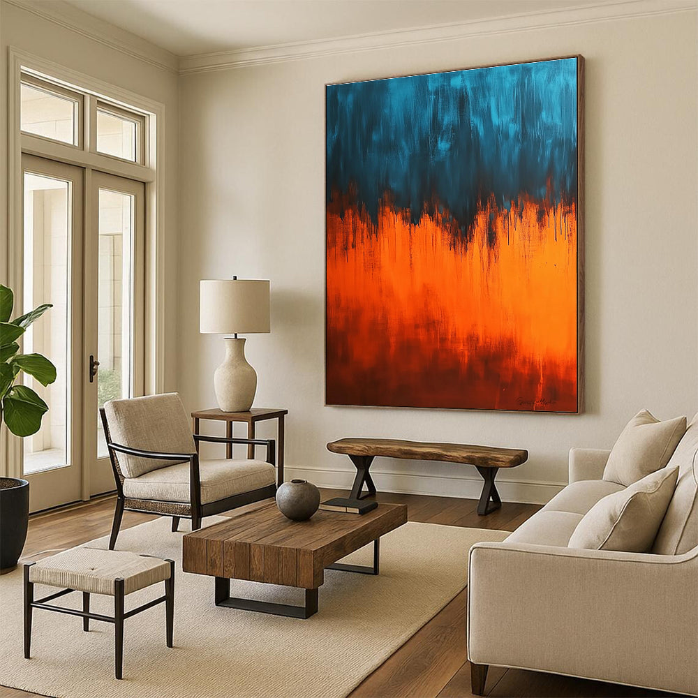 Blue and Orange Dripping Abstract for Creative Studio & Vibrant Bar STSC385