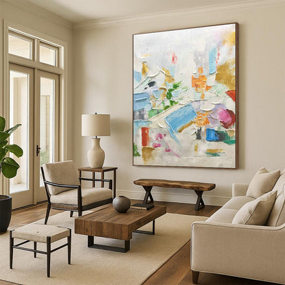 Thick - Painted Color Abstract Art for Creative Coworking Space & Eclectic Home Living Room DLZ1607
