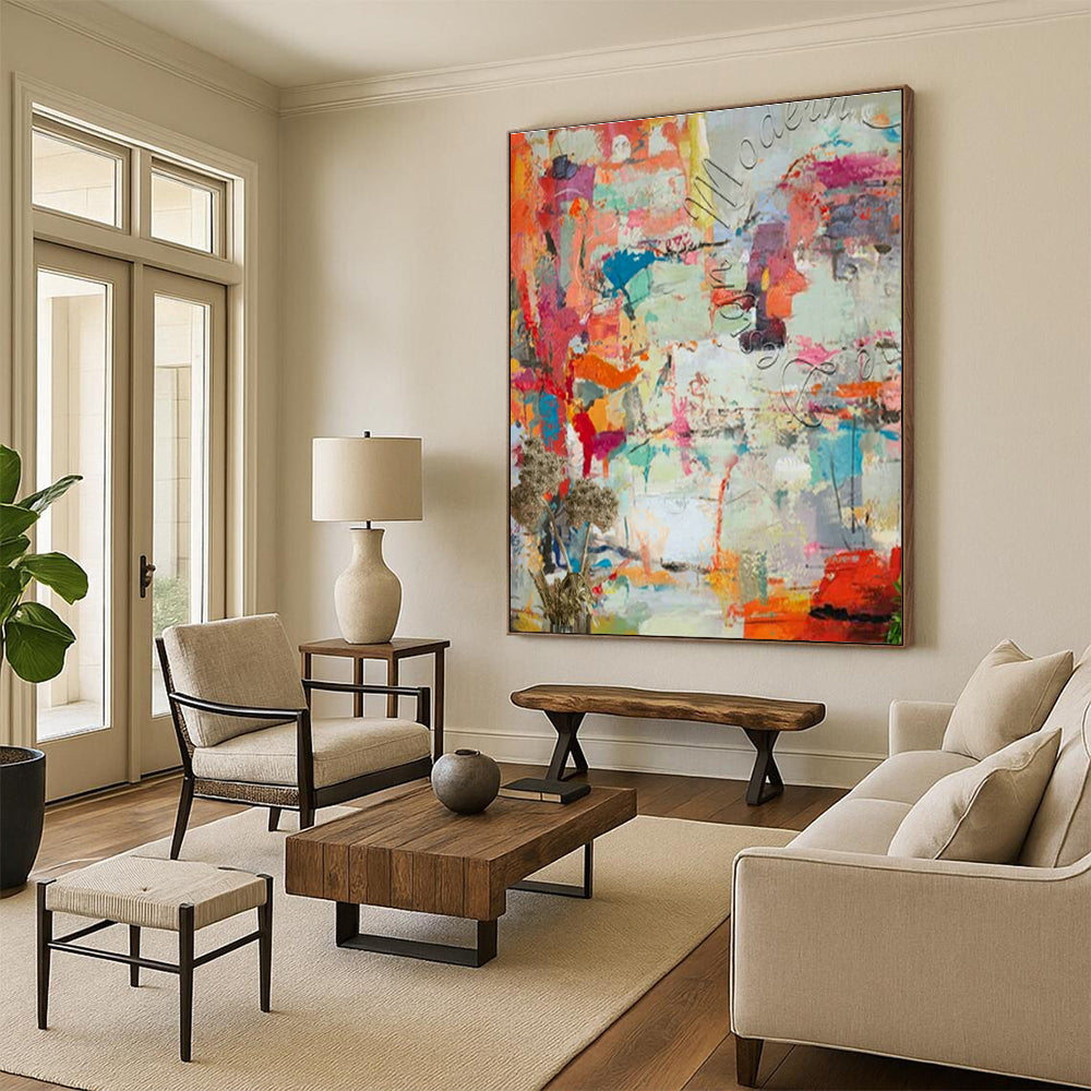 Colorful Abstract Art with Dried Flowers for Bohemian Home & Art Festival Booth DLZ1827