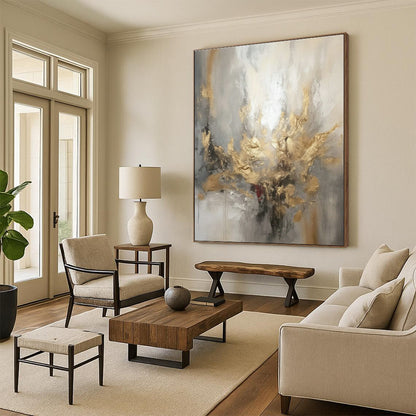 Gold - Accented Abstract Art for Opulent Ballroom & Glamorous Master Bedroom DLZ0858