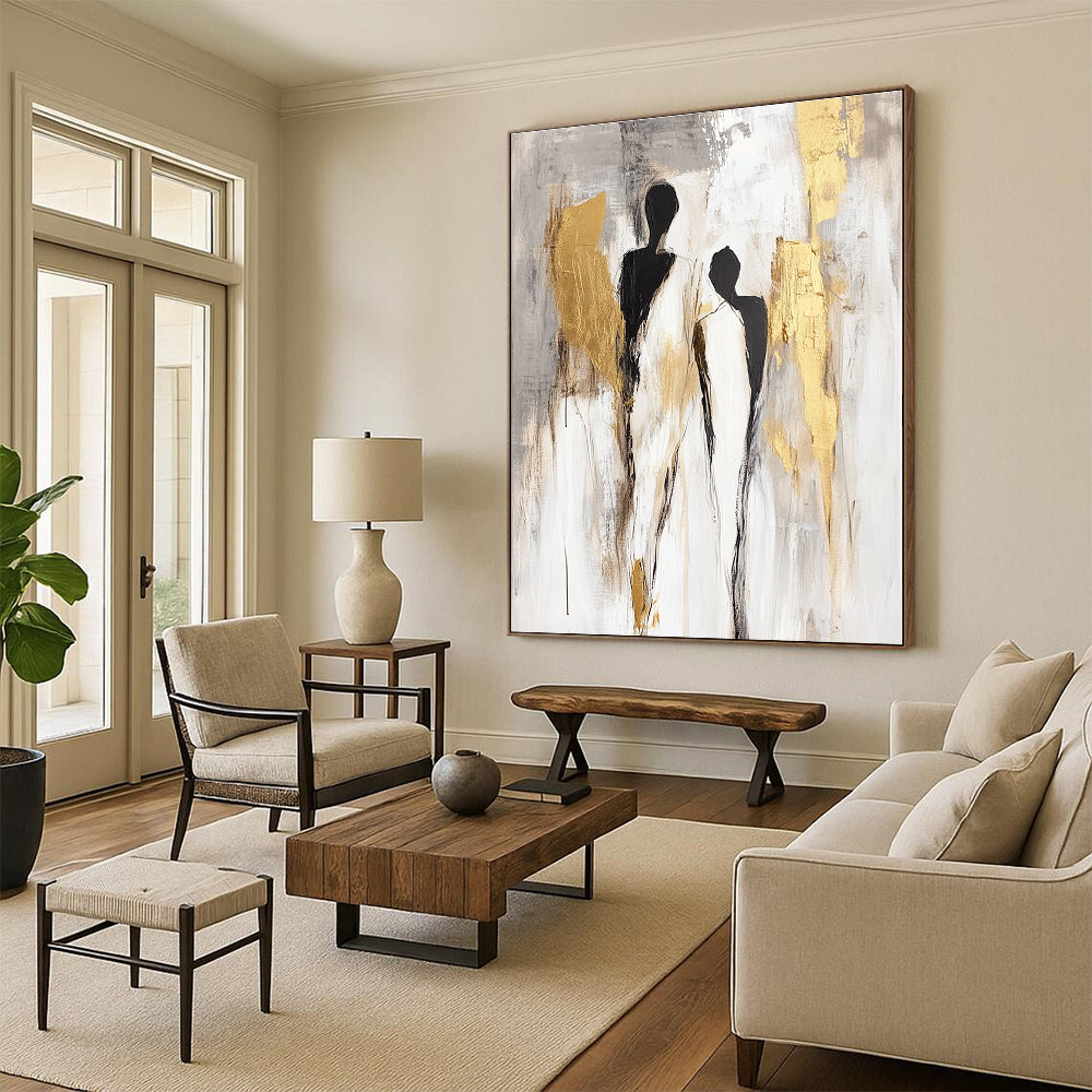 Abstract Figures with Gold Accents for Modern Living Room & Luxury Hotel Suite STSC440