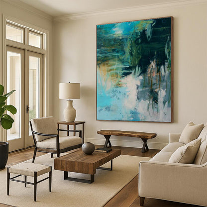 Blue - Green Abstract Art for Modern Home Studio & Creative Café Pop - Up Corners DLZ0296