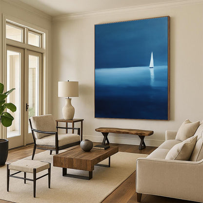 Sailboat in Blue Art for Nautical Home Bedroom & Maritime Museum STSC1086