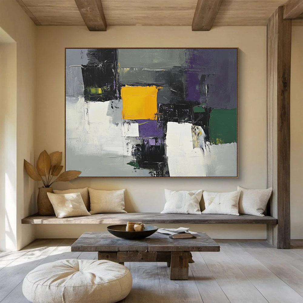 Gray - Based Color Block Abstract Art for Contemporary Lobby & Urban Apartment SC324