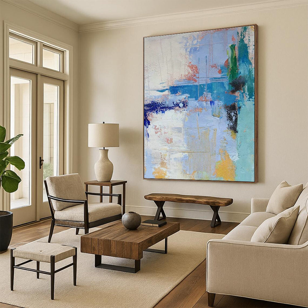 Colorful Blue Abstract Art for Living Room & Office DLZ0335