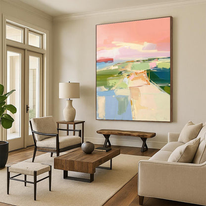 Pink - Hued Coastal Abstract for Romantic Rooftop Lounge & Feminine Home Office DLZ1577
