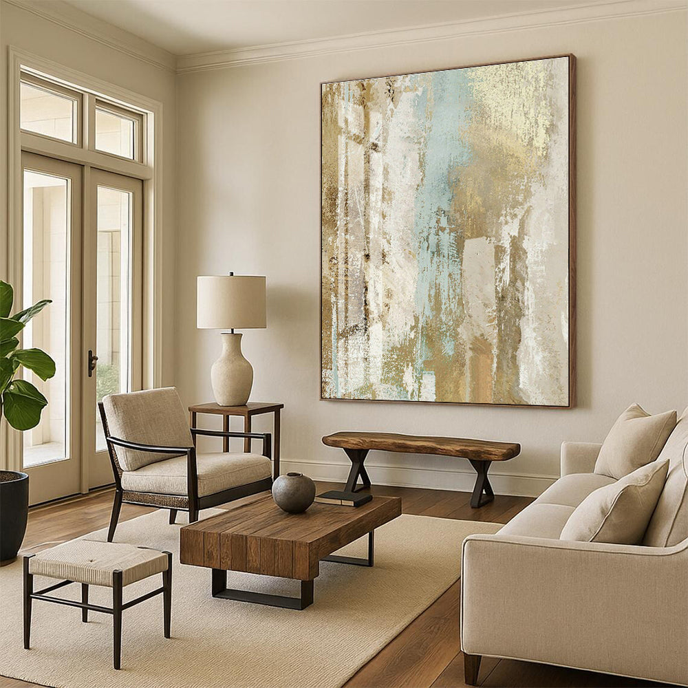 Brown - Blue Abstract Art for Vintage Café & Eclectic Home DLZ0677