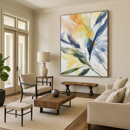 Soft Leaf Watercolor for Serene Home Office & Nature - Inspired Nursery STSC502