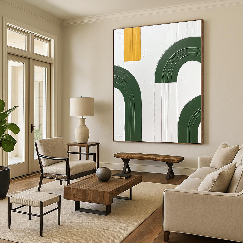 Green Arches and Yellow Strip Art for Modern Office & Architectural Studio STSC1092