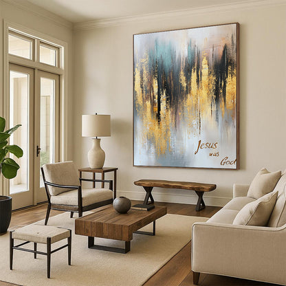 Gold - Accented Abstract Forest for Rustic - Chic Home Library & Spiritual Retreat Center STSC166